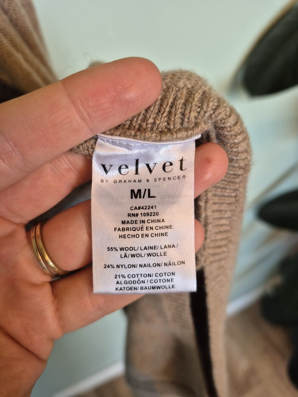 Velvet Graham & Spencer Anthropologie Taupe Open Front Poncho Cardigan Size M/L - Picture 6 of 7